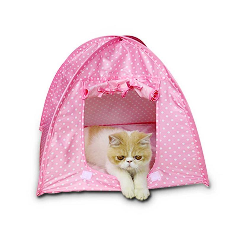 Foldable Four Seasons Universal Pet Tent Puppy Cat House Cat Toy House Anti-mosquito Cat Litter Tent Breathable Easy To Clean: Pink