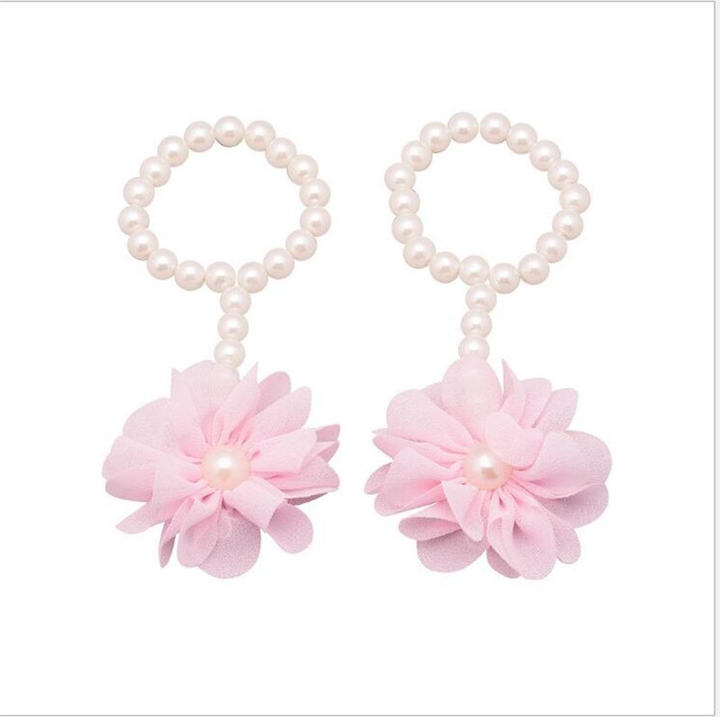 Summer for Newborn Baby Girls Flower Pearl Flower Foot Band Toe Rings First Walker Barefoot Anklet Chain for Kids: pink