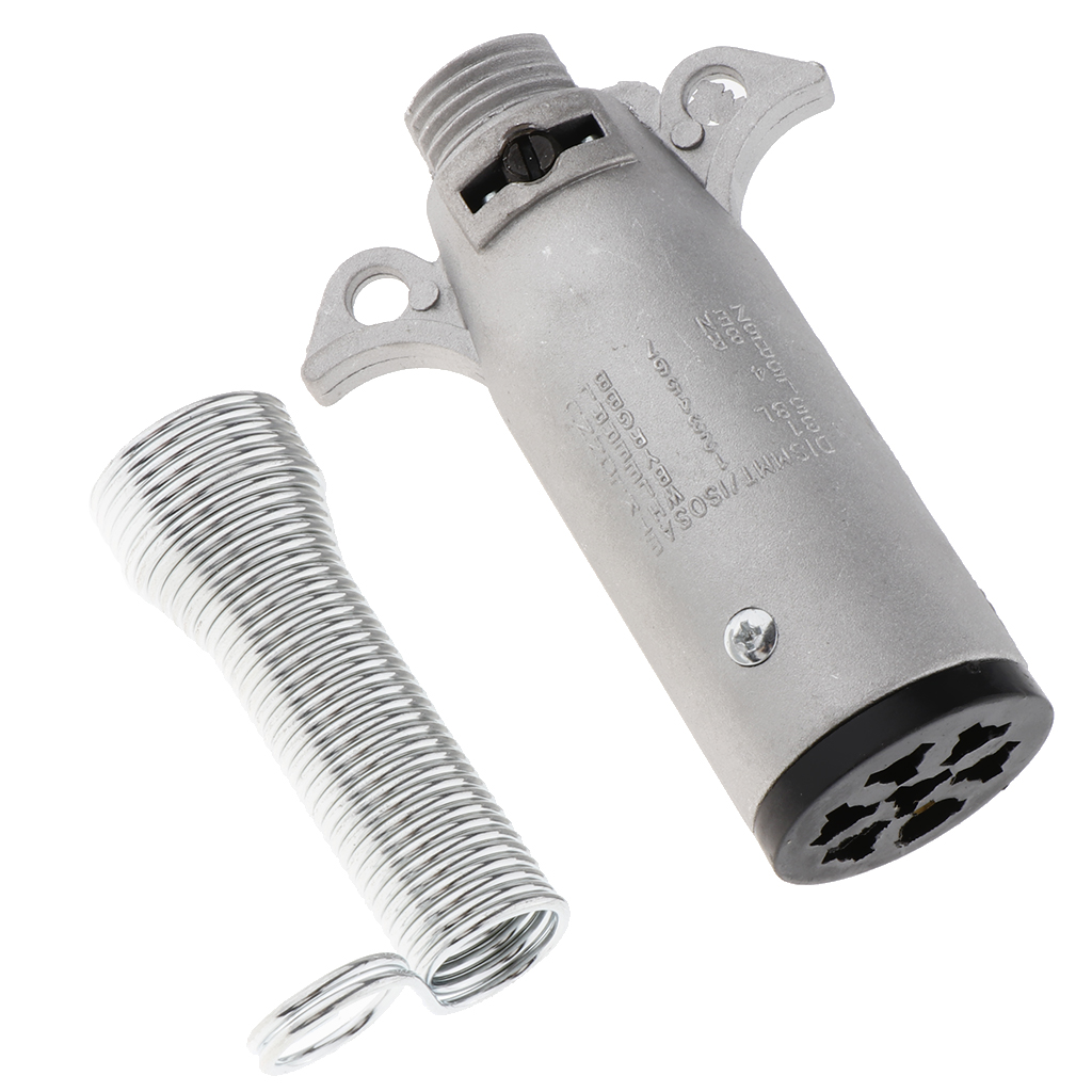 Metal 7 Way Plug Semi Trailer Light Connector Round Split Pin Receptacle