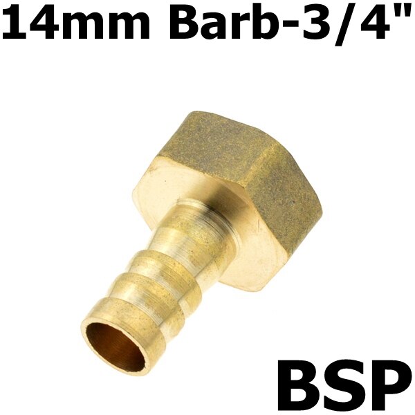 Brass 12mm 14mm 8mm 10mm 19mm 25mm Hose Barb Tail Fitting 3/4" PT BSP Female Thread Connector Joint Copper Pipe Coupler Adapter: 14mm Barb-06