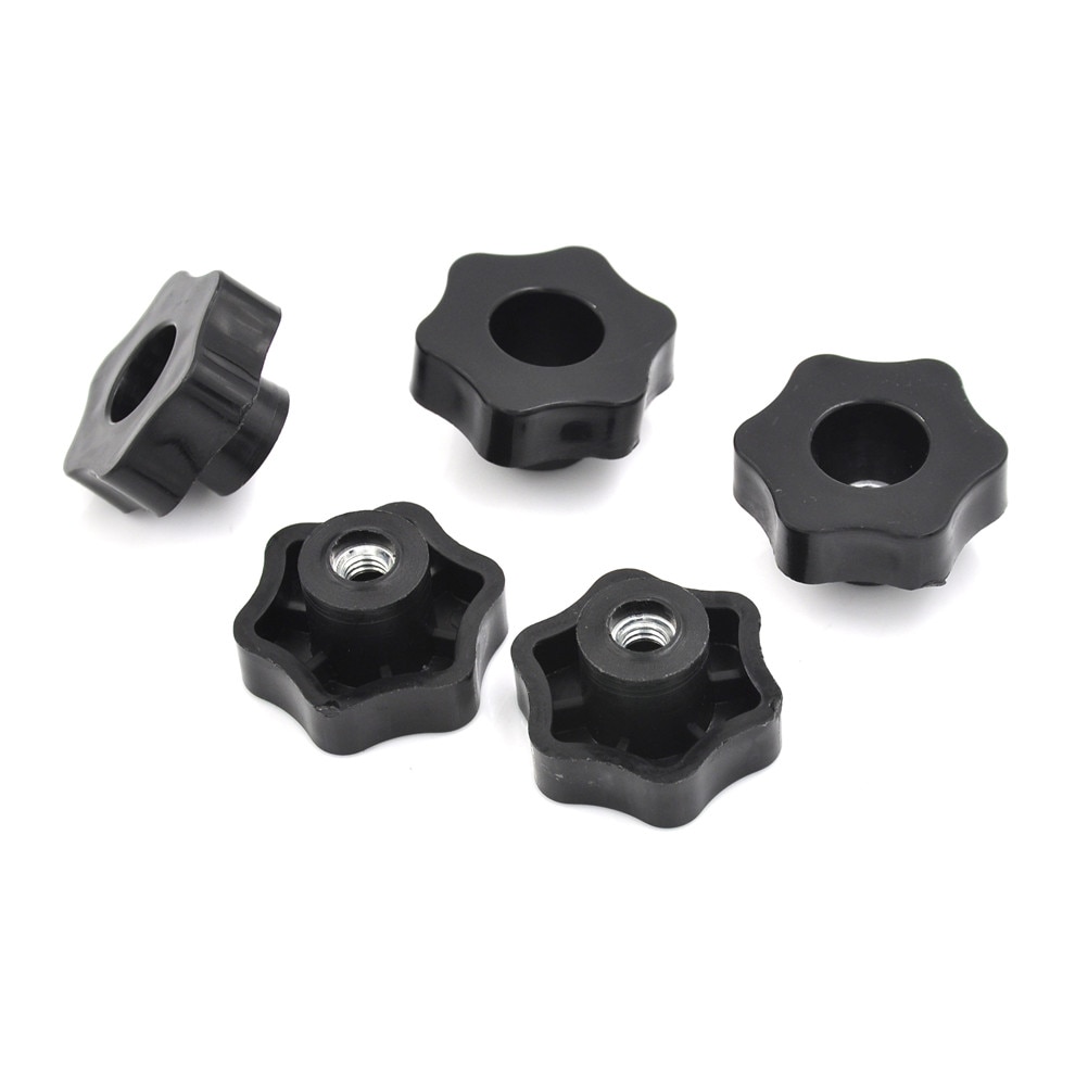 4 PCS M6 Female Thread Star Shaped Head Clamping Nuts Knob with through-hole for industry equipment