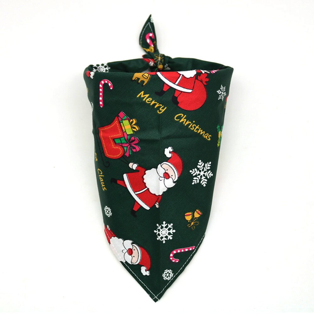 Slakkenhuis huisdier kat hond bandana slabbetjes kerst bedrukte sjaal halsband huisdier halsdoek kat puppy speeksel handdoek honden driehoekige handdoek: Kerstgroen / 64cm