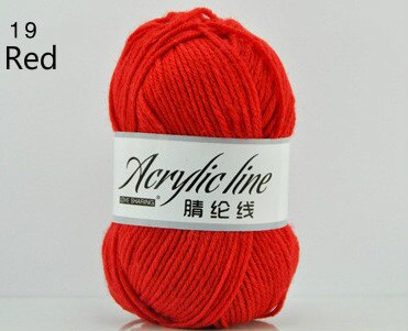 1pc = 50g bløde, miljøvenlige fiberkashmir kamgarn uld til børn farvet dukke akryl sweater smuk babygarn til strik: 19 røde