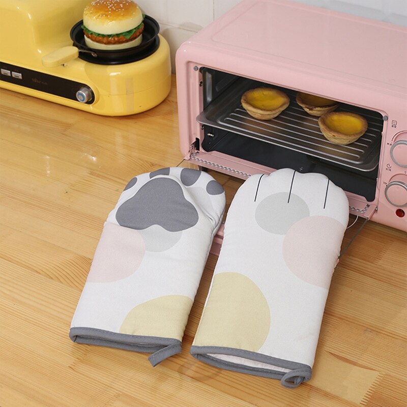 3D dessin animé chat pattes four mitaines longue coton cuisson isolation micro-ondes résistant à la chaleur anti-dérapant gants Animal 1PC