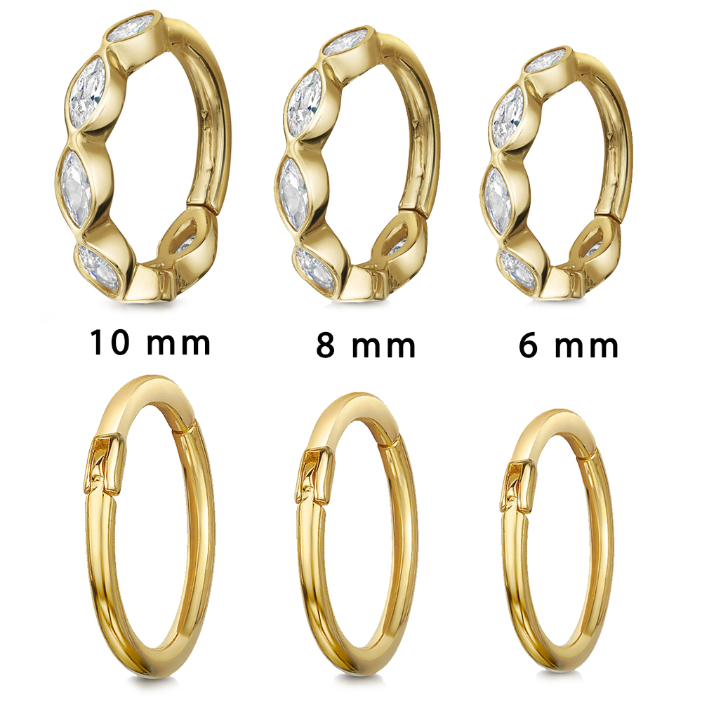 Daith-pendientes de aro para Piercing en la oreja para mujer, aretes minimalistas con hélice perforada de circonita, Color dorado, cartílago, anillo Simple para la nariz, joyería para el cuerpo