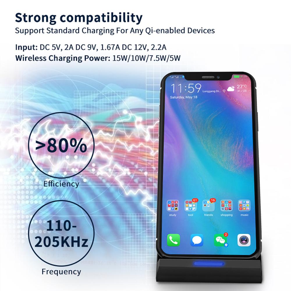 E5 qi-schnelllade-wireless-ladegeräte für iphone 20w 13 15w 10w 12 11 xs xr und  x 8 mit usb-c-schnellladefunktion für samsung  s10 s9 s8 s7