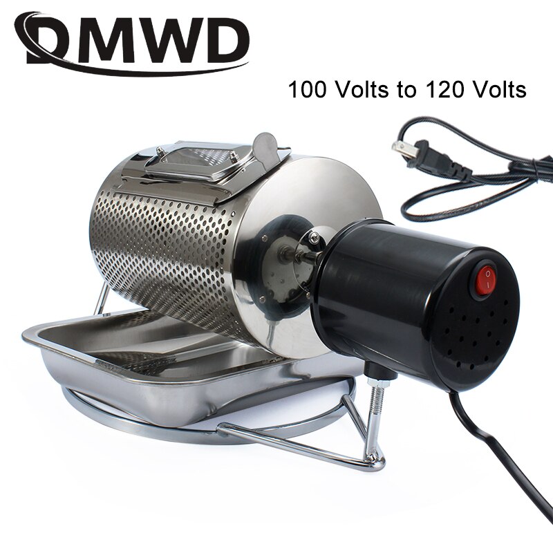 DMWD 110V/220V Coffee Beans Roaster Stainless Steel Cafe Bean Roasting Machine Baking Fry Peanut Grain Nuts Dryer EU US UK Plug: AU / 110Volts with holes
