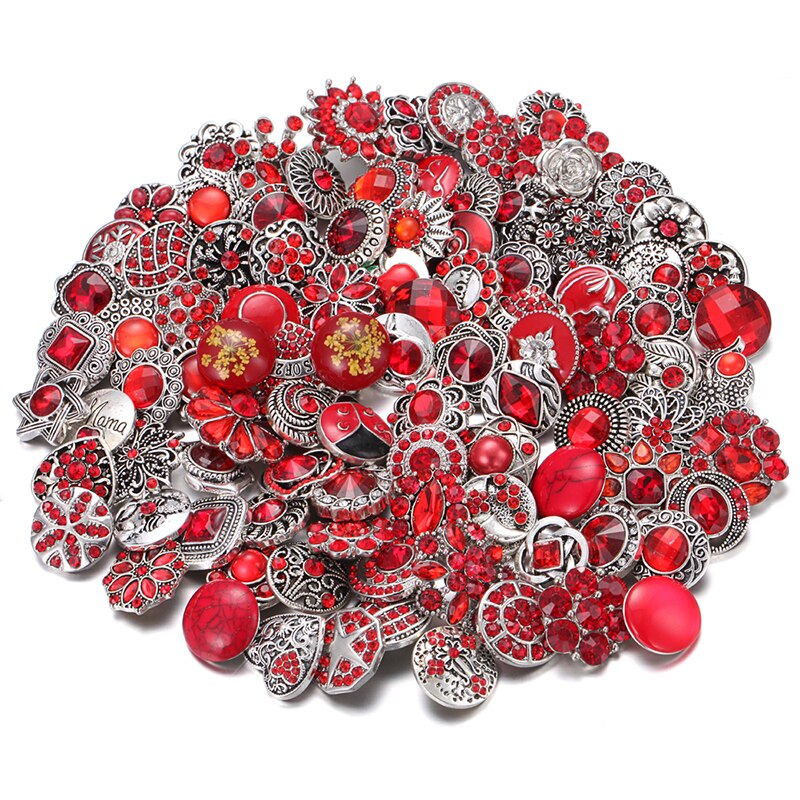 10pcs/lot 18mm Snap Jewelry Mix Many Styles 18mm Metal Snap Buttons Gold Rose Gold Buttons Rhinestone Snaps Jewelry: 9