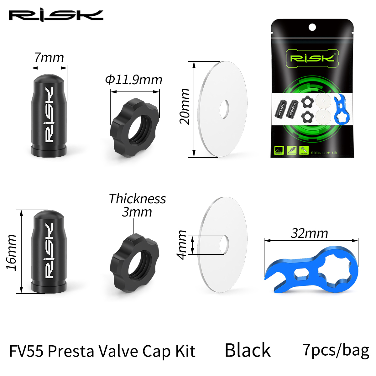 Tapa de válvula de bicicleta de aleación de titanio RISK, tapa central de válvula de boquilla Presta Schrader para bicicleta de montaña y carretera, a prueba de polvo francés y americano: Castaño