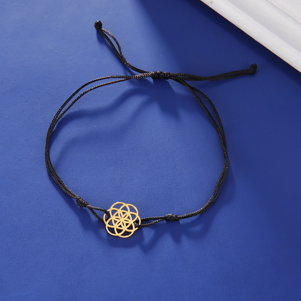 Dawapara-pulsera de semilla de la vida, amuleto de acero inoxidable con símbolo de Yoga, Geometría Sagrada, joyería Kabbalah: Bañado en rodio de imitación