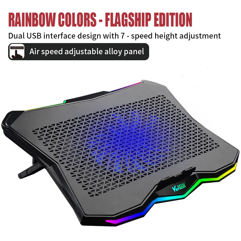 Laptop kühler Stehen Unterstützung 12 "zu 15.6" mit LED RGB Beleuchtung 2 USB Laptop Kühlung Pad Wärmeableitung Halfter für Notizbuch: Flaggschiff Auflage