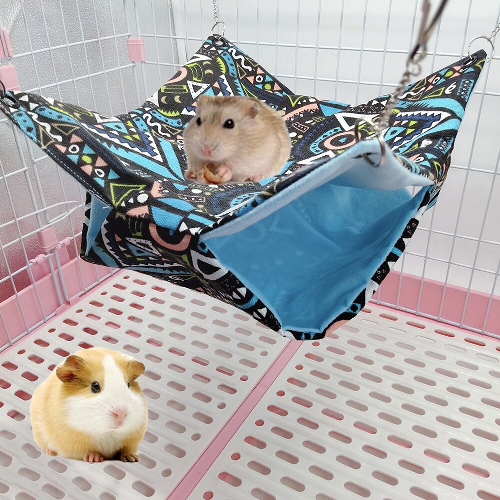 Huisdieren Hangmat Katoen Hamster Muis Opknoping Kat Bed Huisdier Eekhoorn Hamster Gedrukt Double Layer Hangmat Opknoping Bed Zachte Huis Nest