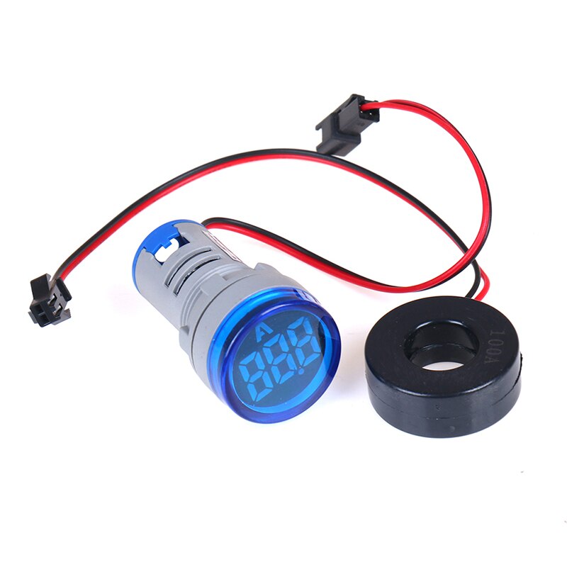 1pcs 220V AC 22mm Digital Ampermeter Monitor Current Indicator 0-100a Ammeter Tester: Blue