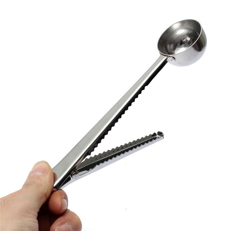 Cuchara de café con mango largo y Clip para cocina, suministro de leche en polvo, condimentos líquidos, cucharas medidoras de buen sellado