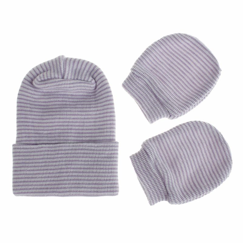 2 pièces bébé anti-rayures doux coton gants Double couches ensemble de chapeaux Protection éraflure mitaines plus casquette Kits