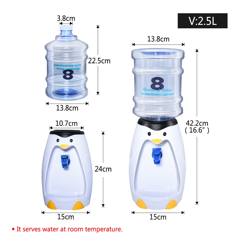 Queentime vanndispenser pingvin form mini drikke dispenser med vanntank til hjemmevann dispenser til skolekontor ingen varme