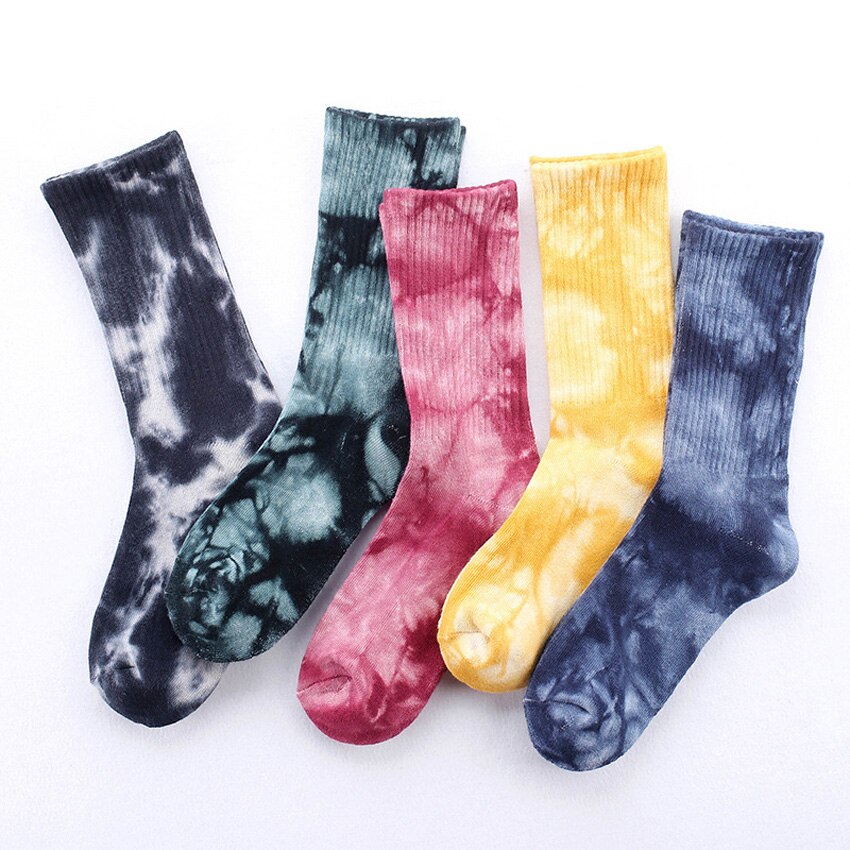 Unisex skarpety sportowe Tie Dye koszykówka skarpety piłkarskie oddychająca Streetwear Hip Hop deskorolka Casual skarpety skarpety rowerowe bawełna