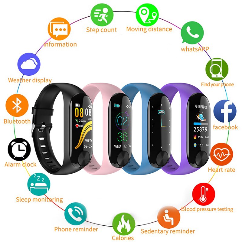Fitness Activiteit Tracker Waterdicht Horloge Met Temperatuur Hartslag Bloeddruk Smart Armband Polsband Voor Vrouwen Mannen Kinderen