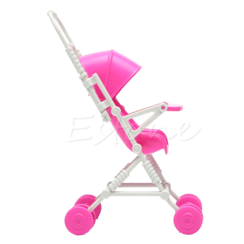1pc Top Brand Assembly Baby Stroller Trolley Nursery Furniture Toys For Doll Pink