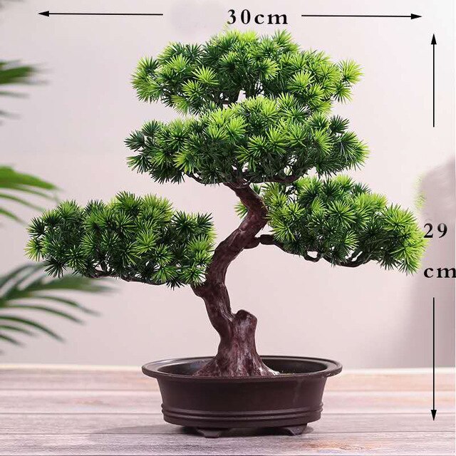 Decorative Artificial Realistic Plastic Desk Faux Bonsai Tree Potted Plants Pots: 1