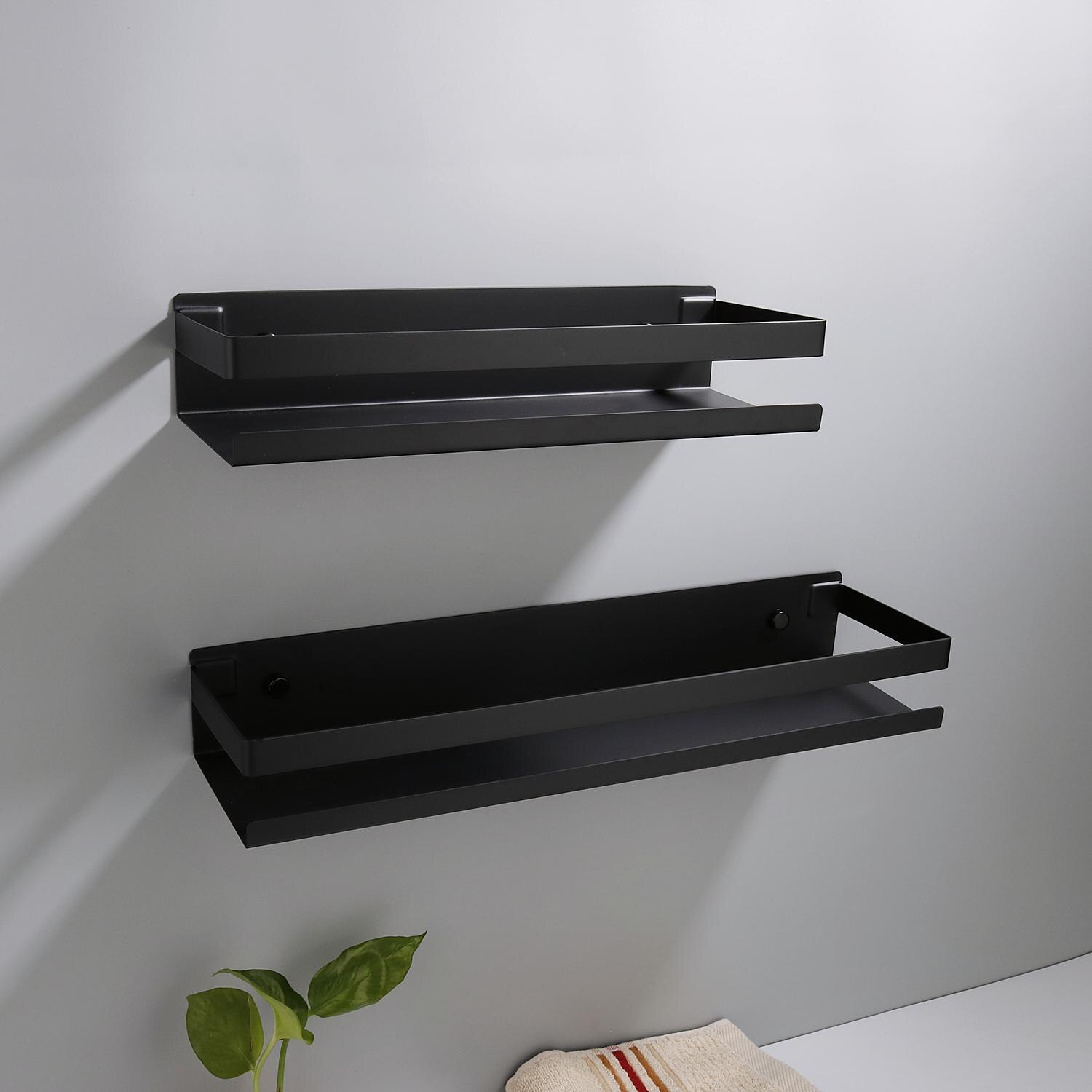 Estante de pared para baño, accesorio negro para ducha, champú y baño, estantes esquineros, estante de almacenamiento de 20cm-50cm