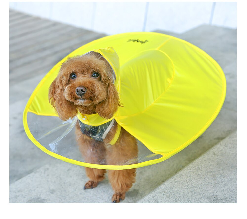Dog Raincoat Umbrella Cloak Raincoat for Dogs Cute Waterproof Raincoat for Small Medium Dogs Transparent Summer Pet Clothing