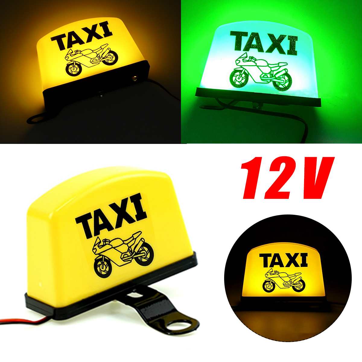 12V Yellow / Green Motorcycle Helmet Lamp Warning Taxi Light Taxi Charging Warning Light Car Motorcycle Decor Light