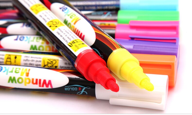 Flashcolor highlighter flytande krita märkpennor för skolkonstmålning 8 färger rund&mejsel spets 6mm 3mm