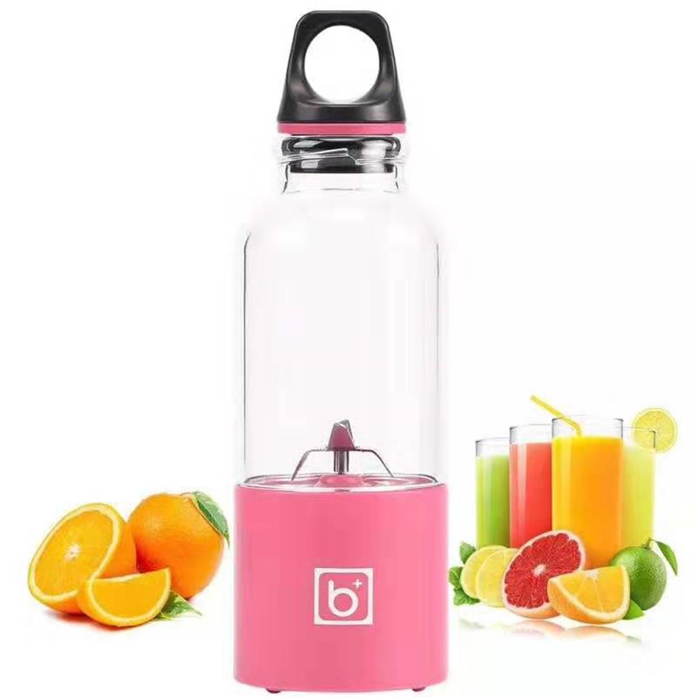 500ml 4 Blade Portable Blender Juicer Machine Mixer Electric Mini Usb Recharge Food Processor Juicer Smoothie Blender Juice Cup: Pink