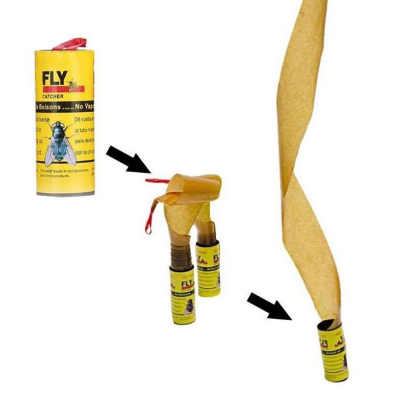 Carte à mouches autocollantes 4 rouleaux | Élimine les insectes volants, piège d'attrape-papier pour la maison, piège à mouches, insecte tueur de moustiques