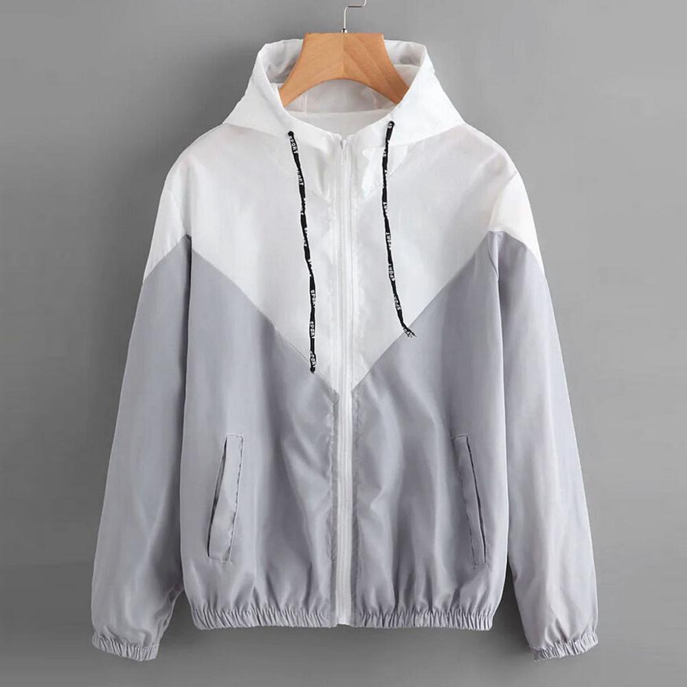 Frauen Langarm Jacke Patchwork Dünne Skinsuits Mit Kapuze Reißverschluss Taschen Sport Mantel Ich bin Freien Wandern Reiten Jacken Mantel Kleidung