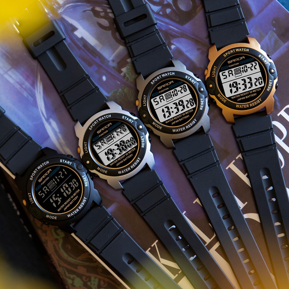 Sanda Fashionble Horloge Luxe Mannen Horloges Multifunctionele Digitale Waterdichte Elektronische Horloges Casual Outdoor Mannen Polshorloge