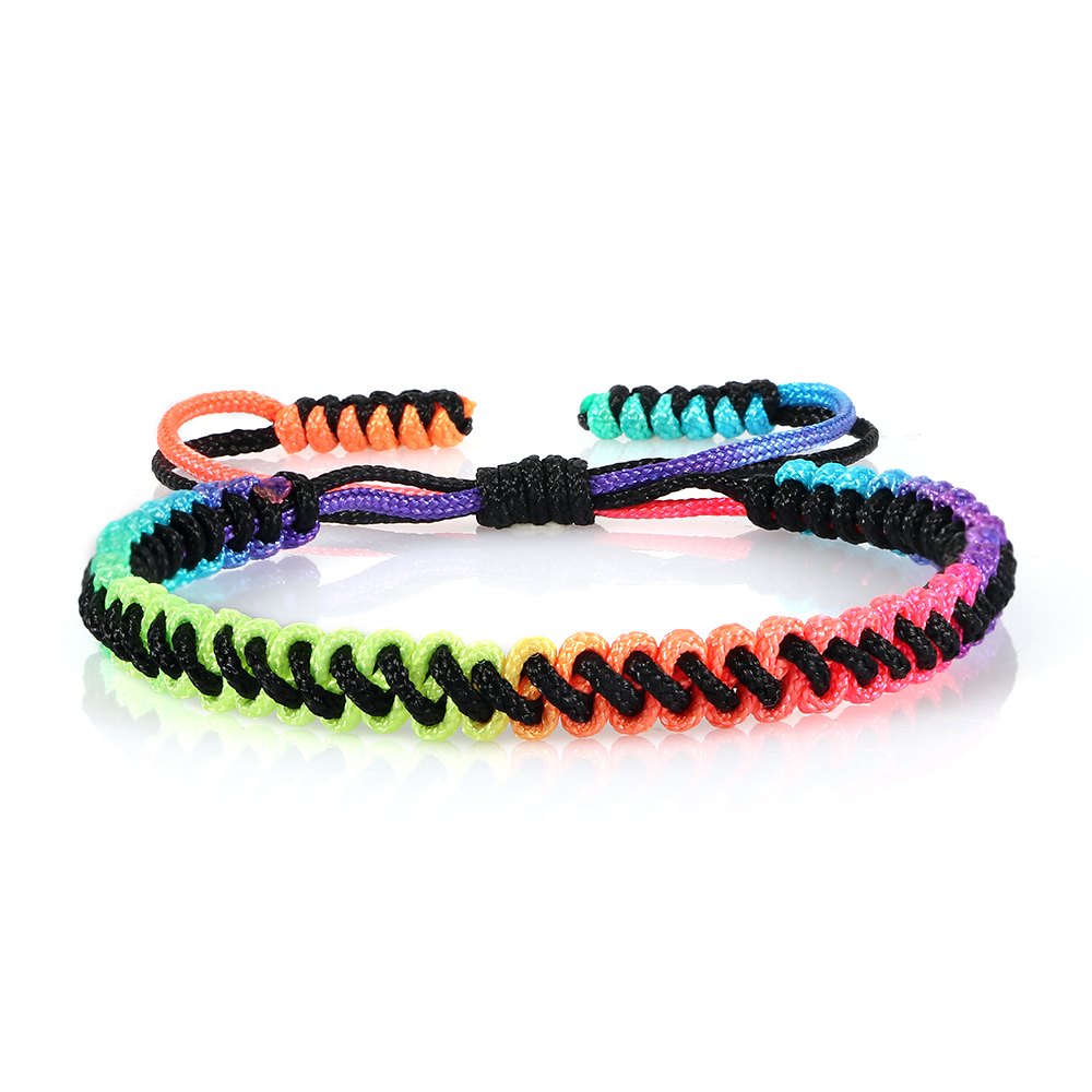Lucky Colorful Rainbow Knots Braided Bracelet For Women Men Couple Handmade Adjustable Prayer Nylon Rope Bangles Travel: Antique Copper Plated