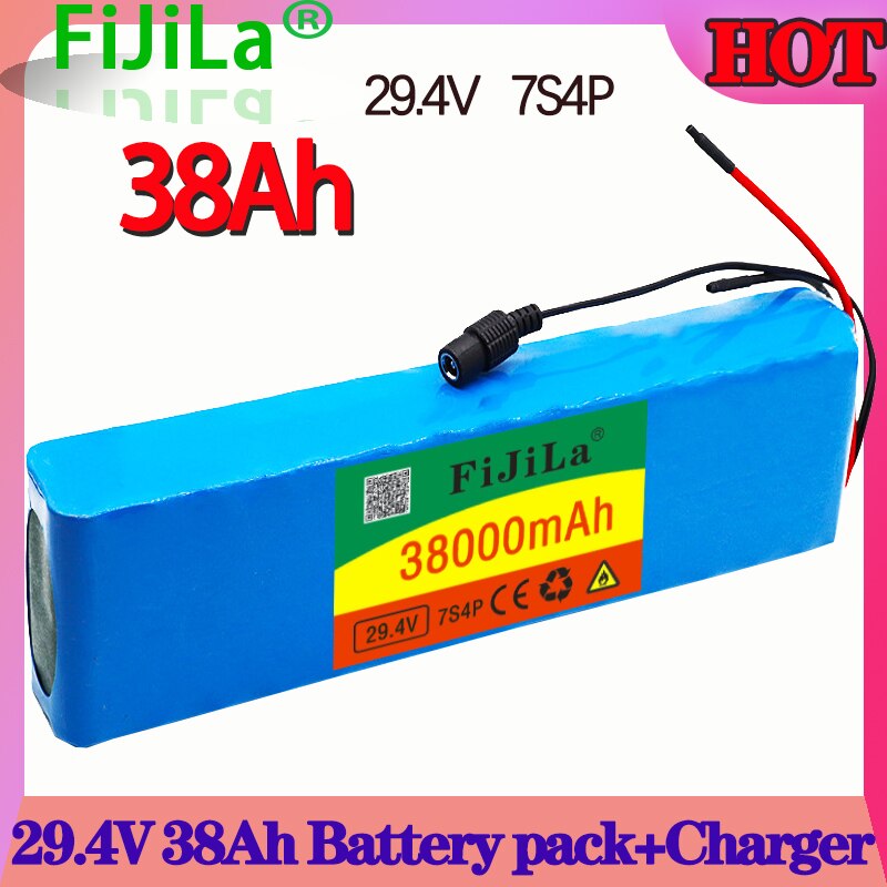 100% 7s4p 24 V 38000 MAH electric bicycle motor eBike scooter lithium ion battery pack 29.4V 18650 rechargeable battery