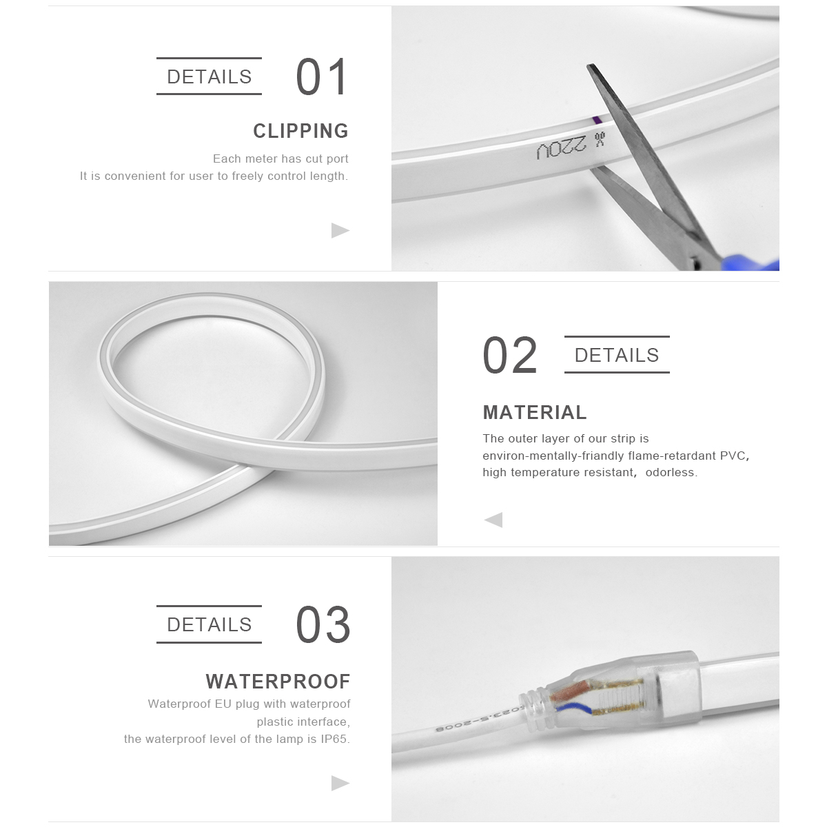 220V Flexible Tape Neon LED Strip Light 120LEDs/M Waterproof Rope Tube DIY Christmas Decoration Lights 1M 2M 3M 4M 5M