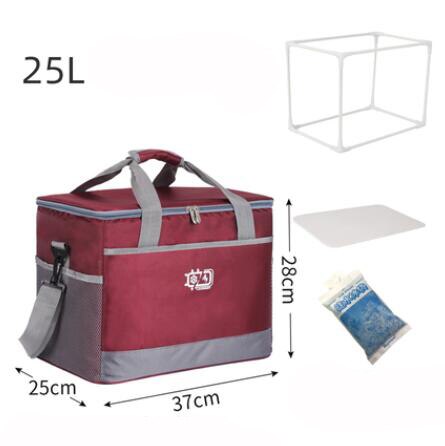 15L/25L Cooler Bag Waterproof Picnic Shoulder Bags For Food Drink Fruit Insulation Thermal Bag Ice Pack ThermaBag refrigerator: 25L Wine bracket