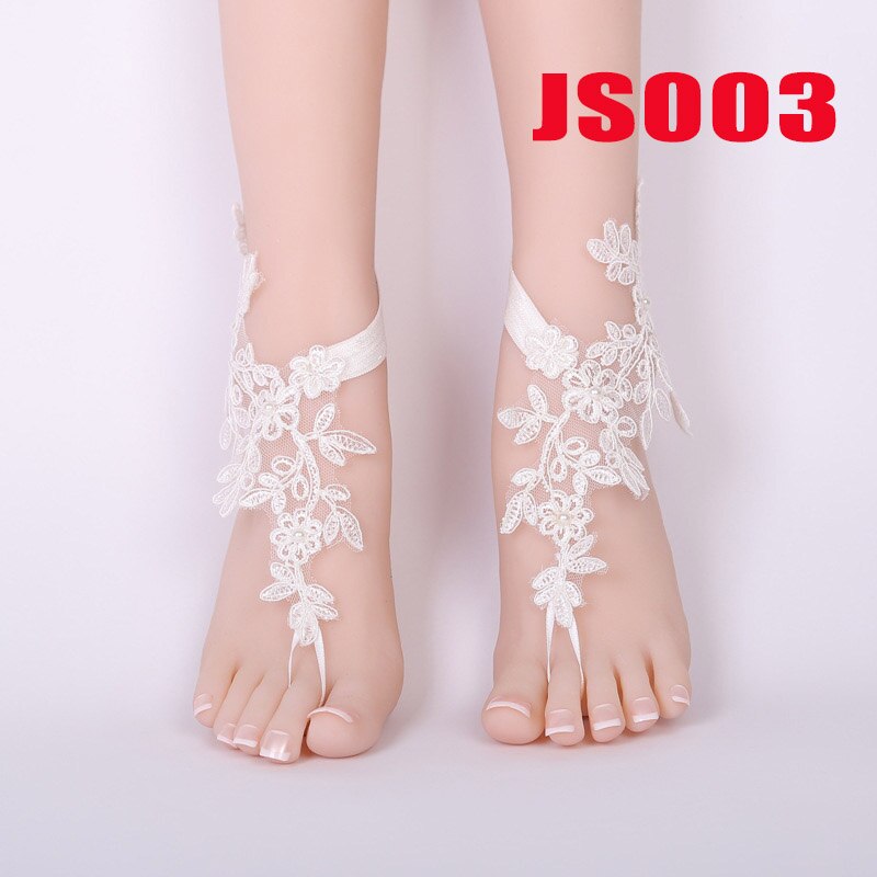 1 paar Wedding Bridal Enkelbanden Kant Decor Ketting Vrouwen Lady Beach Voet Sieraden Ketting Barefoot Sandalen Schoenen Accessoires: JS003