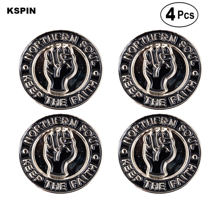 Northern Soul Lapel Pin Badge Brooch Icons 4pcs: Default Title