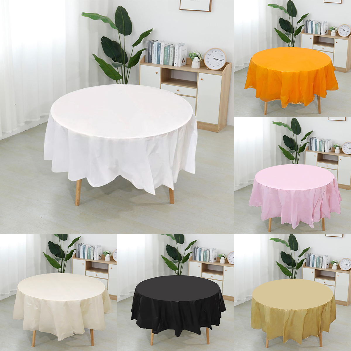 Einfarbige Einweg-Tischdecke, runde Tischdecke, nordische Tischdecke für Zuhause, Hochzeit, Geburtstag, Weihnachten, Party-Dekoration