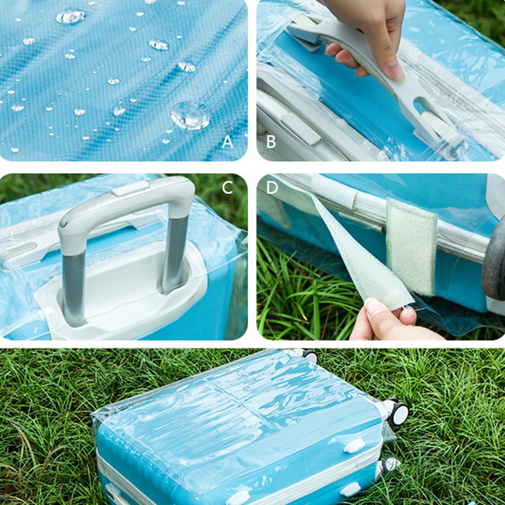 20/22/24/26/28 Transparent Luggage Cover Waterproof Suitcase Cover Travel PVC Thickening Dustproof Protective Cover #H12^