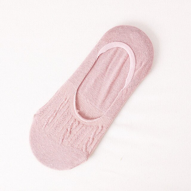Women Socks Lady Casual Breathable Ankle Boat Socks Girls Invisible Non-slip Cotton Socks Women Low Cut Socks: Pink