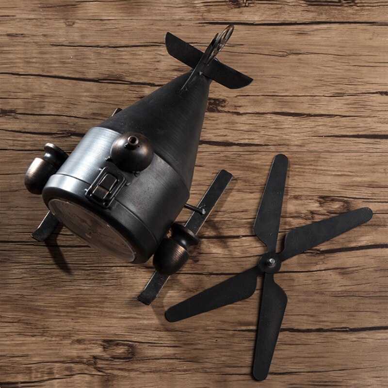 Retro Nostalgic Wrought Iron Airplane Table Clock Living Room Bar Cafe Window Bedroom Desk Clock Desktop Decoration