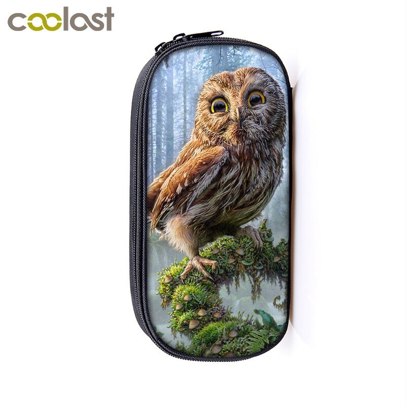 Nuit oiseau hibou imprimer étuis à cosmétiques porte-crayons femmes sac de maquillage filles papeterie sac école étui boîte à crayons fournitures scolaires: qbbxmty03
