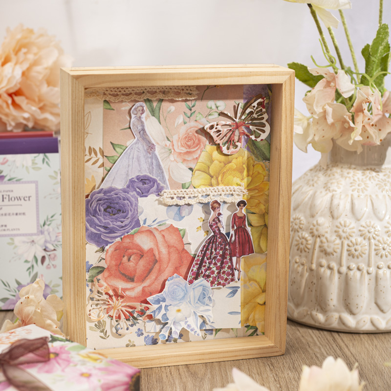 Yoofun 100 patrones no repetidos, blocs de notas de flores estéticas, Material decorativo para diario, papel, álbum de recortes, suministros escolares y de oficina
