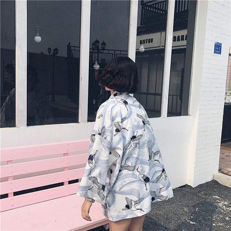 KIMU® Kimono Goud 3/4 - Maat XL-XXL - Yukata Satijn Onder de Knie