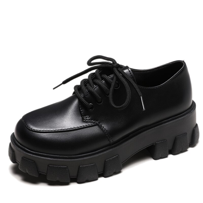 Zapatillas de deporte gruesas con tacón oculto para mujer, zapatos de cuña con aumento de altura, plataforma alta de otoño, Oxford