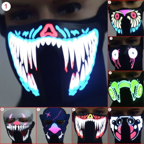 Hirigin Led Lichtgevende Knipperende Gezicht Masker Knipperende Lichtgevende Enge Kostuums Voor Halloween Party Dance Halloween Cosplay