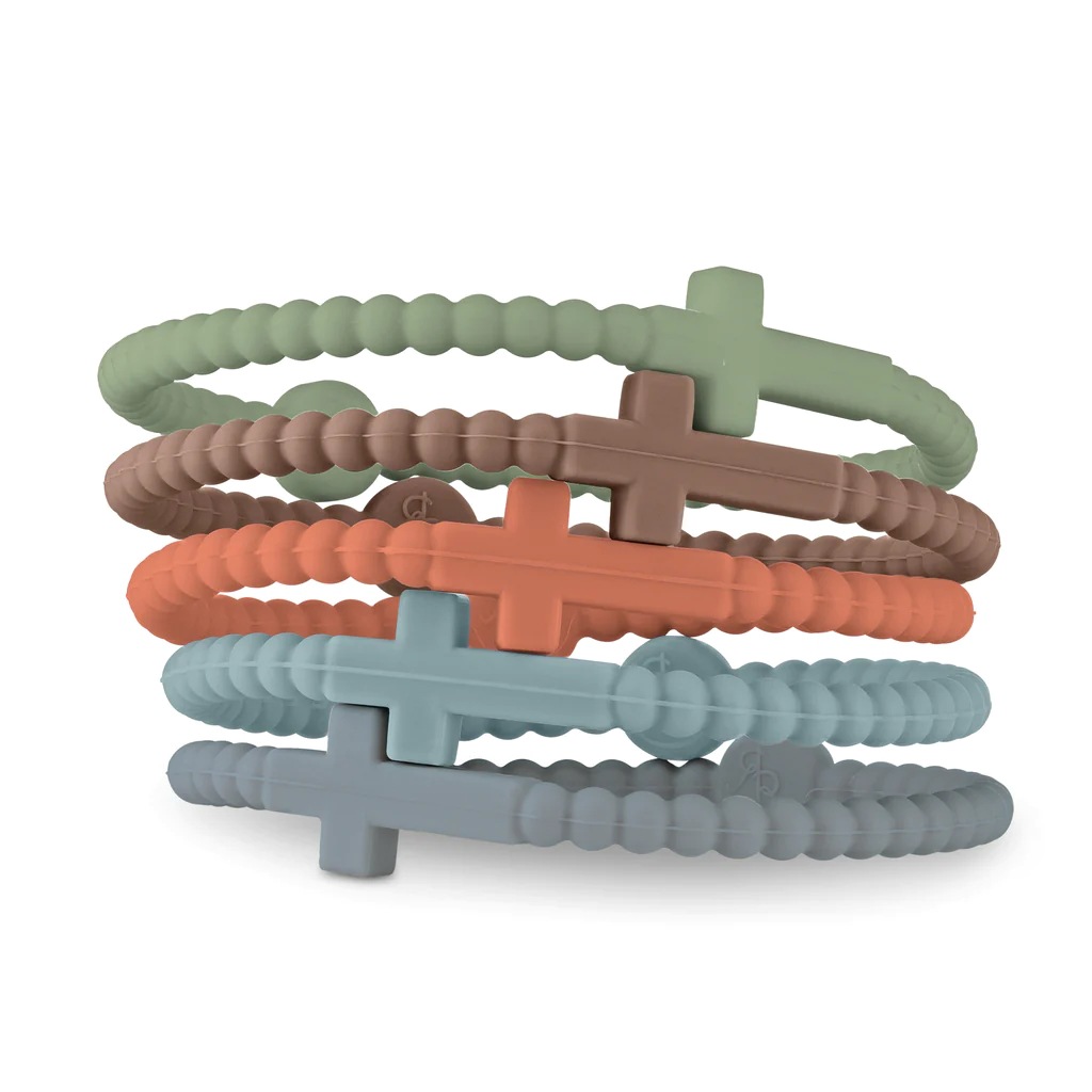 Jesus Bracelets - Cross & Macaron-colored Beaded Silicone Bracelets for Women Men Girls Boys Kids Aldult: 17.5cm / cobalt violet