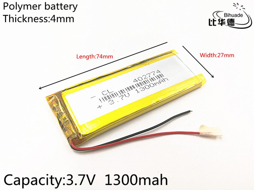 3.7V 1300mAh 402774 Lithium Polymer Li-Po li ion Rechargeable Battery cells For Mp3 MP4 MP5 GPS