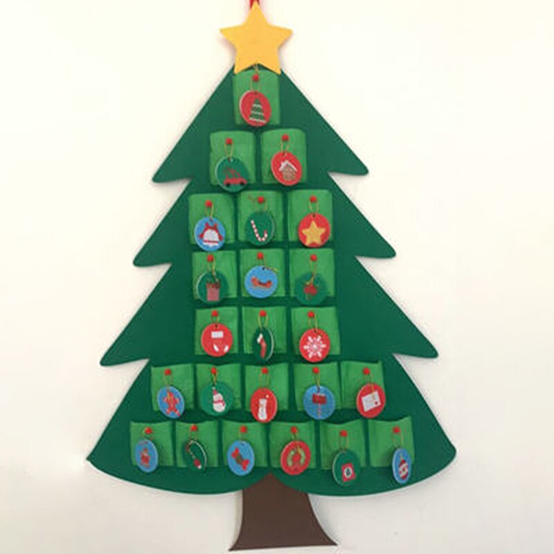 DIY Felt Christmas Tree Advent Calendar Set With Ornaments For Kids Xmas Year Door Wall Hanging Calendars Decor: Default Title